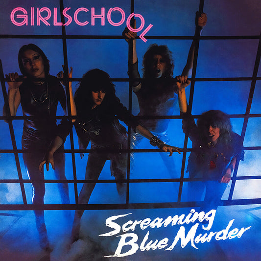 the album cover for Girlschool - Screaming Blue Murder - Marbled (Blue) [Colored Vinyl]