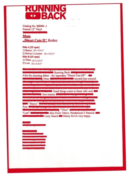 the album cover for Mute - Direct Cuts Ii - Redux (Ep)