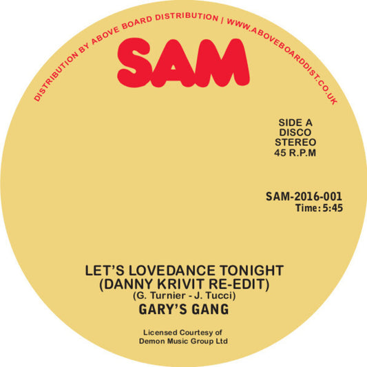 the album cover for Gary's Gang - Let's Lovedance Tonight (Danny Krivit Re-Edit)