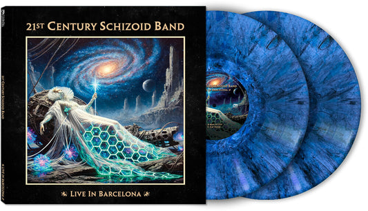 the album cover for 21st Century Schizoid Band - Live In Barcelona [2 LP Limited Edition Blue Marble Vinyl]