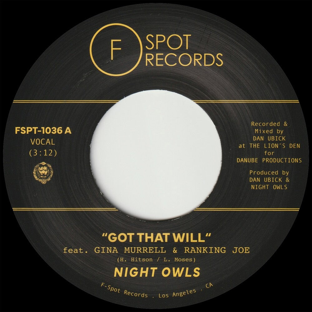 the album cover for Night Owls - Got That Will (feat. Gina Murrell &amp; Ranking Joe) b/w Got That Dub (feat. Ranking Joe &amp; Gina Murrell) [7inch Single]