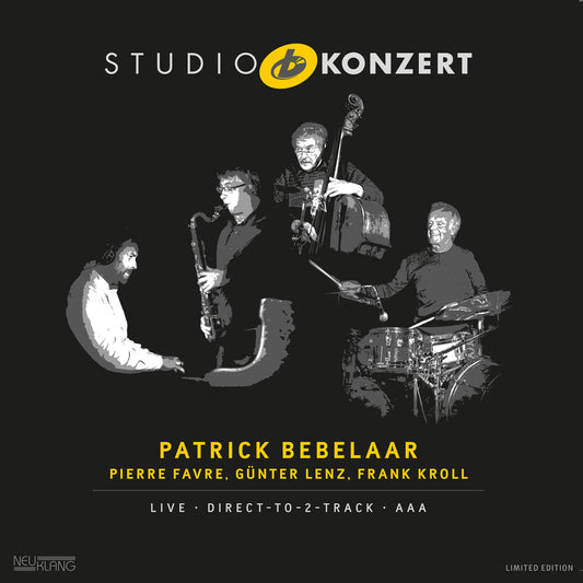 the album cover for Patrick Bebelaar  / Favre,Pierre / Lenz,Gunter - Studio Konzert