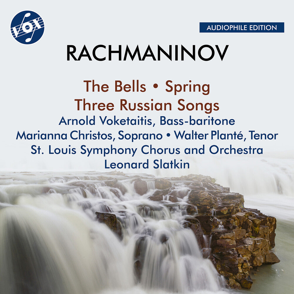 the album cover for Rachmaninoff / Voketaitis / Slatkin - Bells Op. 35 Spring, Op. 20 Three Russian Songs