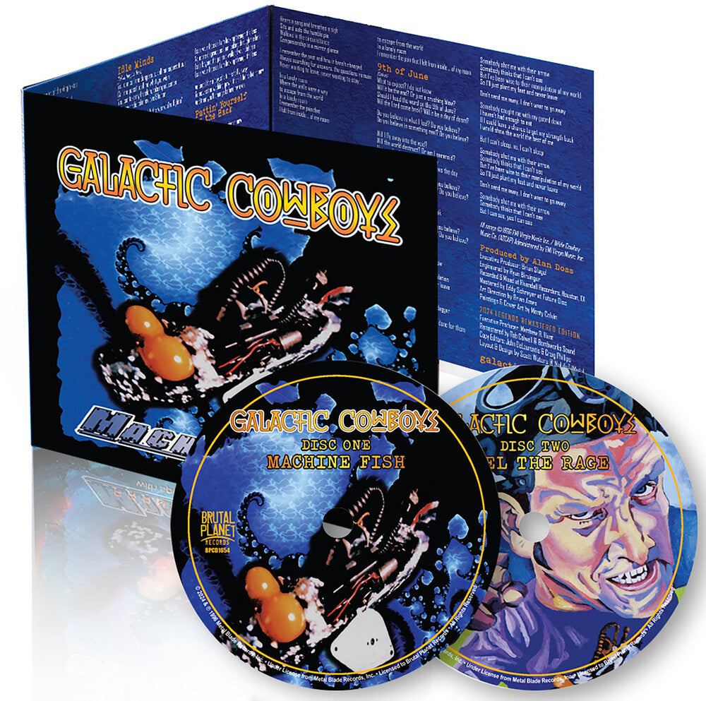 the album cover for Galactic Cowboys - Machine Fish & Feel The Rage [Remastered]