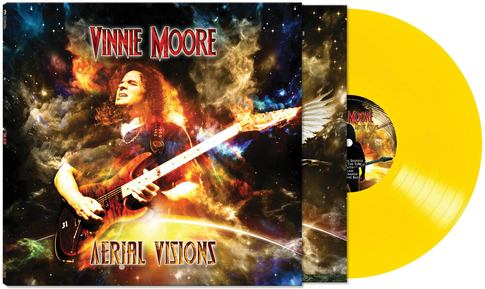 the album cover for Vinnie Moore - Aerial Visions [Colored Vinyl] [Limited Edition] (Ylw)