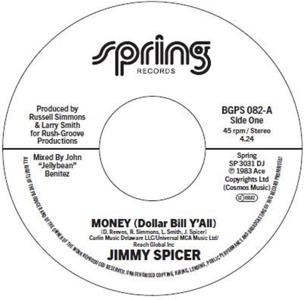 the album cover for Jimmy Spicer - Money (Dollar Bill Y'all) / Instrumental Version