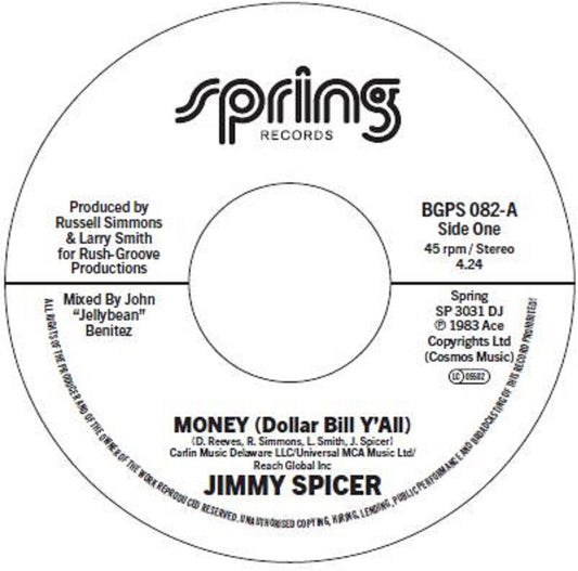 the album cover for Jimmy Spicer - Money (Dollar Bill Y'all) / Instrumental Version