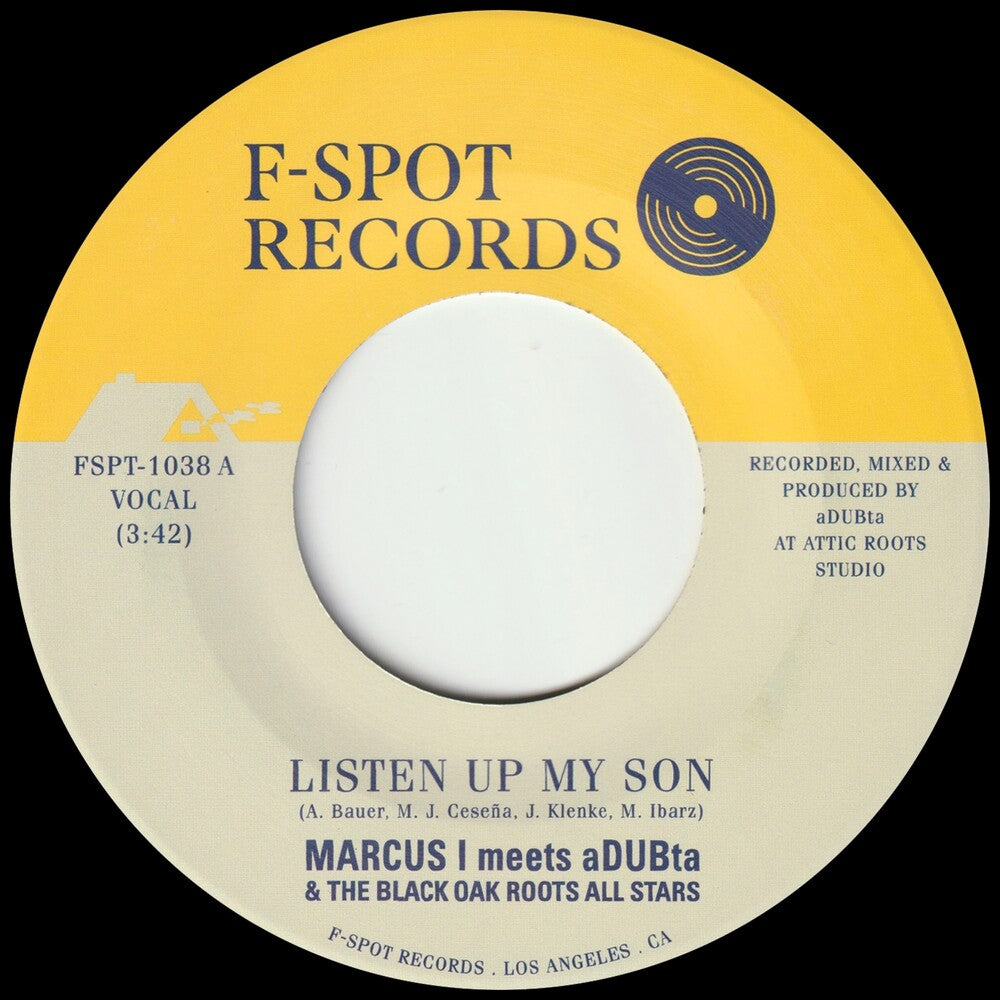 the album cover for Marcus I Meets Adubta - Listen Up My Son b/w Version