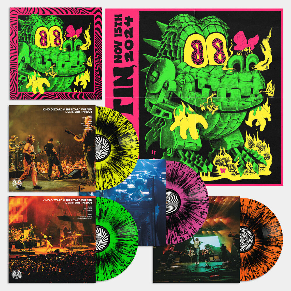 King Gizzard & The Lizard Wizard - KING GIZZARD - LIVE IN AUSTIN '24 [ 4LP Neon Colors Vinyl w/ Black Splatter]