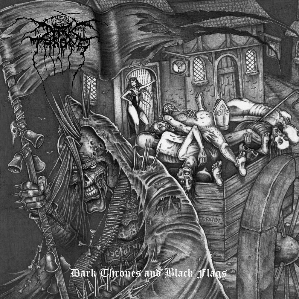 the album cover for Darkthrone - Dark Thrones & Black Flags