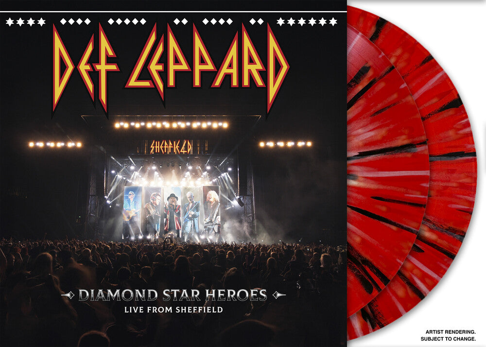 the album cover for Def Leppard - Diamond Star Heroes: Live from Sheffield [180g Multicolor Splatter 2 LP]