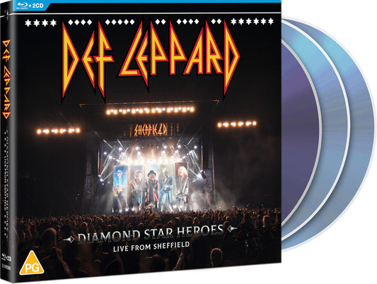 the album cover for Def Leppard - Diamond Star Heroes: Live from Sheffield [Blu-ray/2 CD]