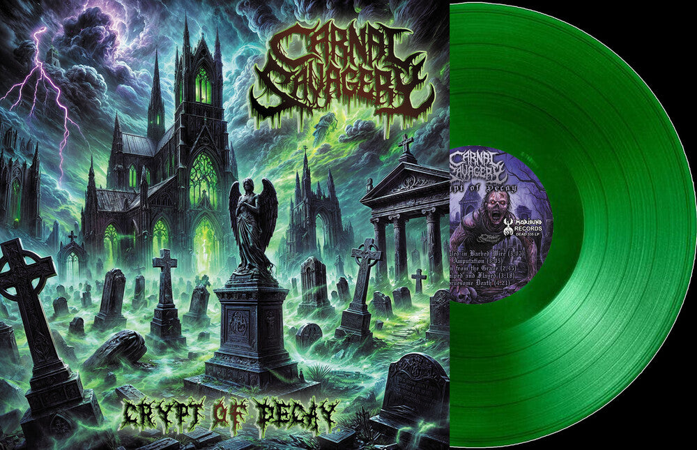 the album cover for Carnal Savagery - Crypt Of Decay - Cemetery Green [Clear Vinyl] (Grn) [Limited Edition]