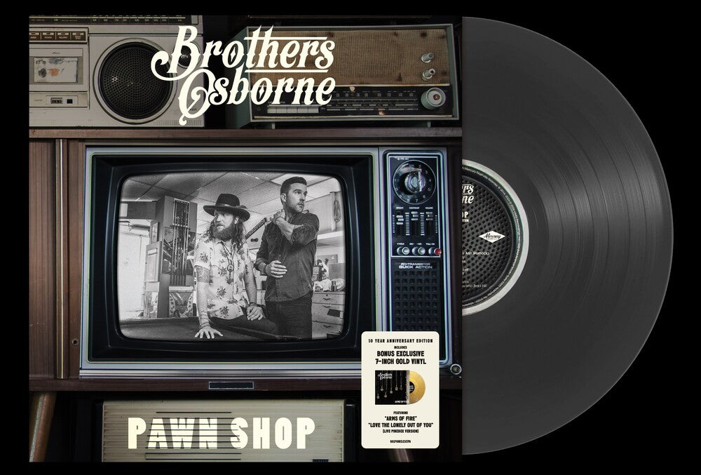 the album cover for Brothers Osborne - Pawn Shop - 10 Year Anniversary [Black / Gold]