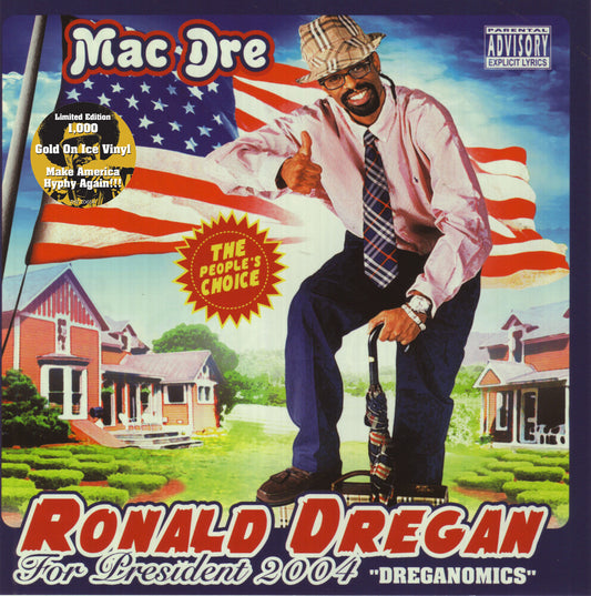 the album cover for Mac Dre - Ronald Dregan - Dreganomics [Colored Vinyl] (Gol) [Limited Edition]