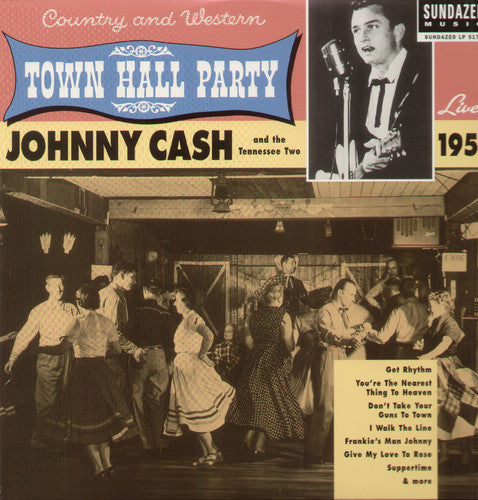 the album cover for Johnny Cash - Live at Town Hall Party 1958
