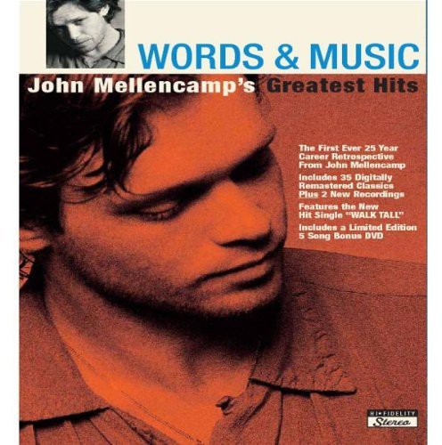 the album cover for John Mellencamp - Words and Music: John Mellencamp's Greatest Hits