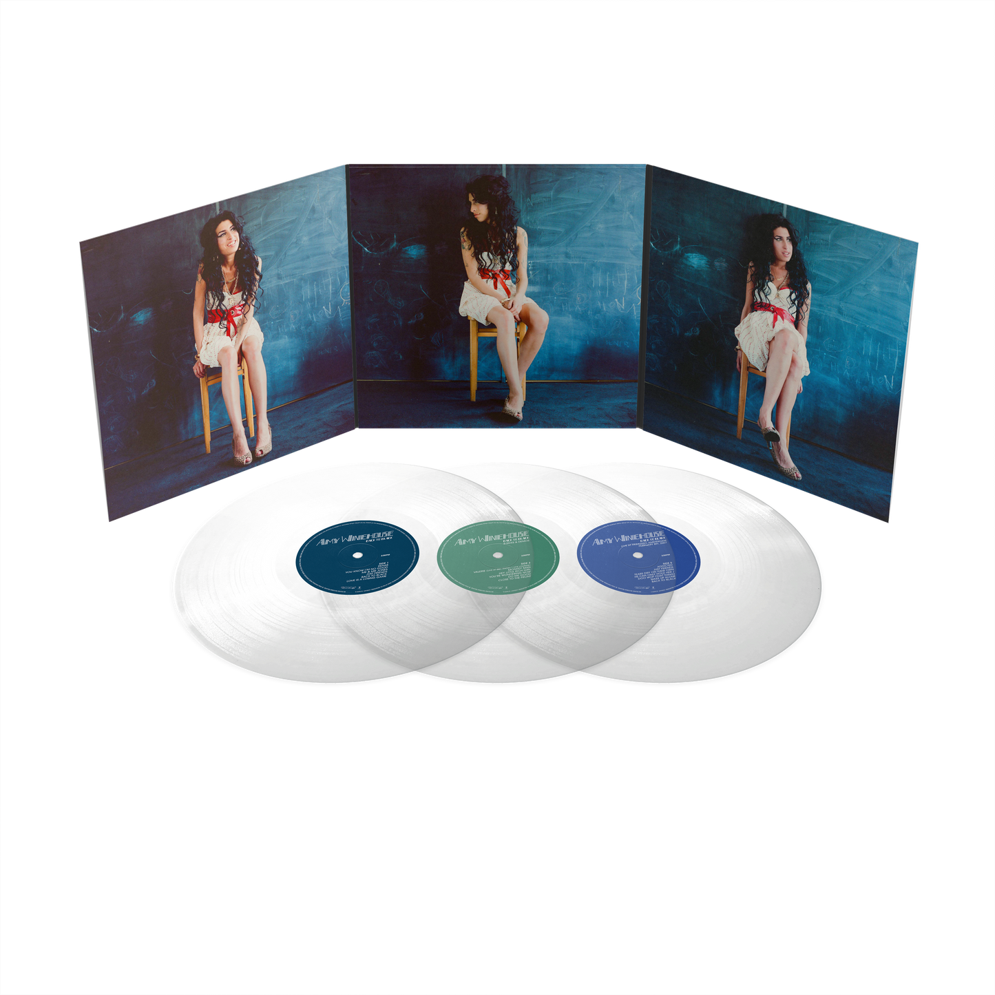 prodcut mockup for Amy Winehouse - Back To Black (20th Anniv. Deluxe Ed.) [Ultra Clear 3LP]