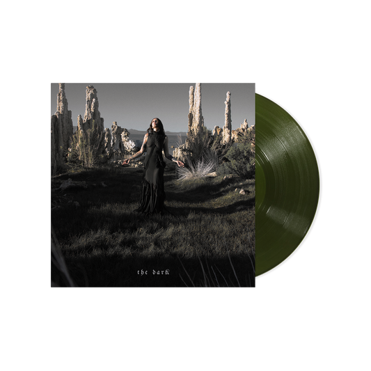 Product mockup for Chelsea Wolfe - The Dark [Indie Exclusive Trans. Dark Green Grass LP]