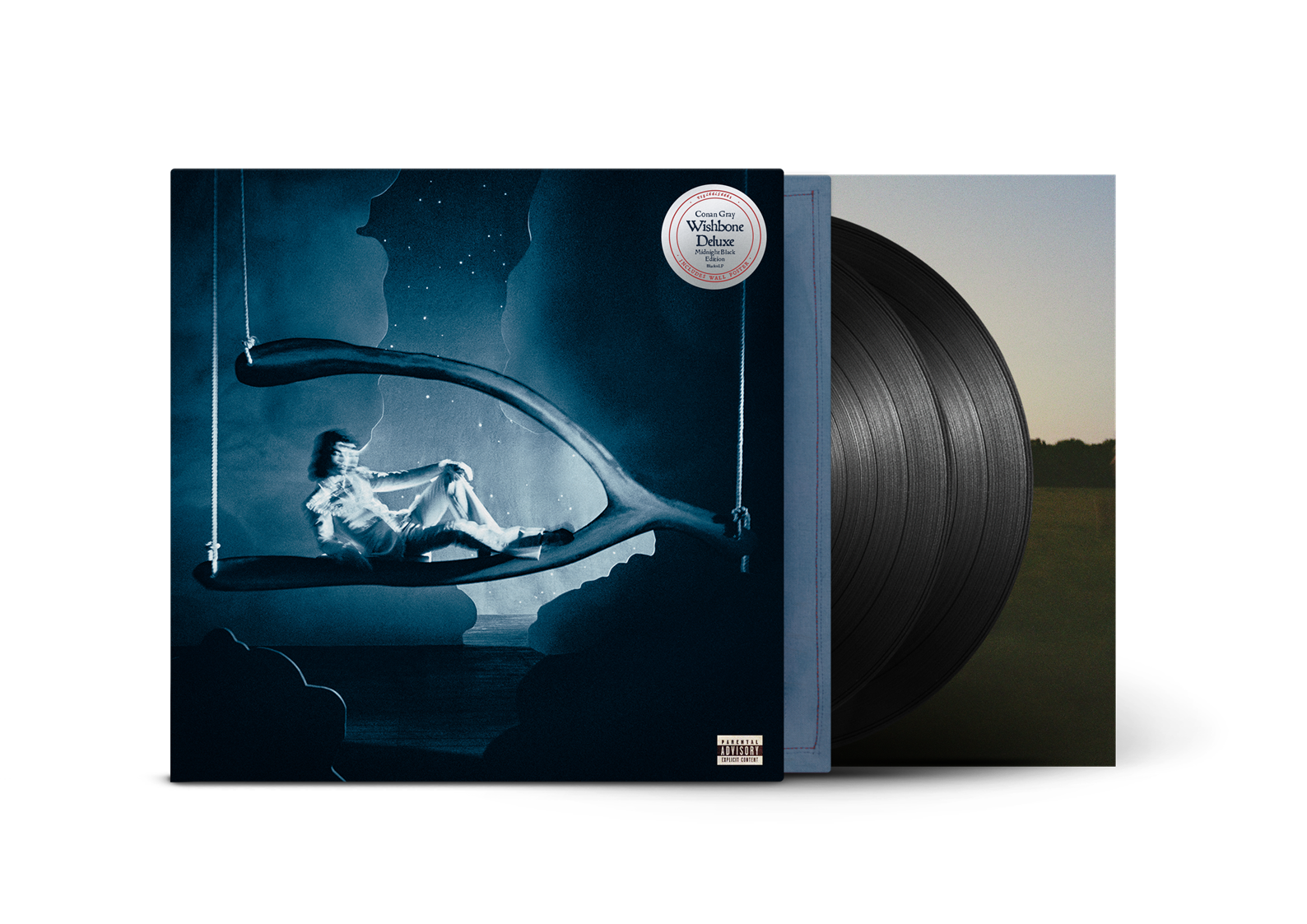 product mockup for Conan Gray - Wishbone Deluxe [Midnight Black Edition 2LP w/ Poster]