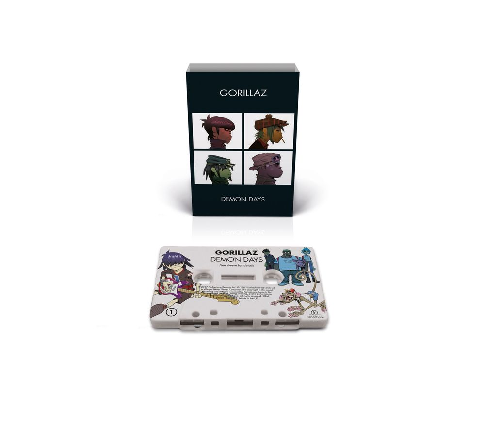 product mockup for Gorillaz - Demon Days [Brick & Mortar Exclusive White Cassette w/ On-Body Printing]