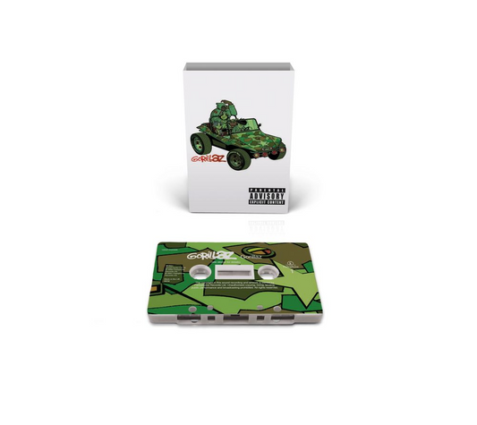 product mockup for Gorillaz - Gorillaz [Brick & Mortar Exclusive White Cassette w/ Camouflage Print]