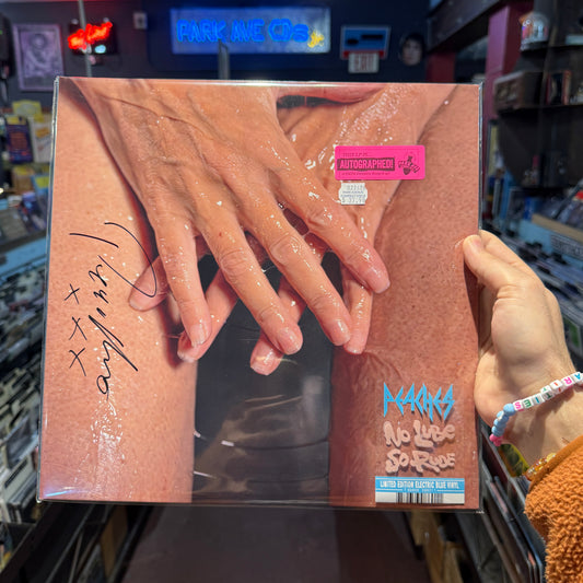 Signed cover for Peaches 'No Lube So Rude' Electric Blue LP
