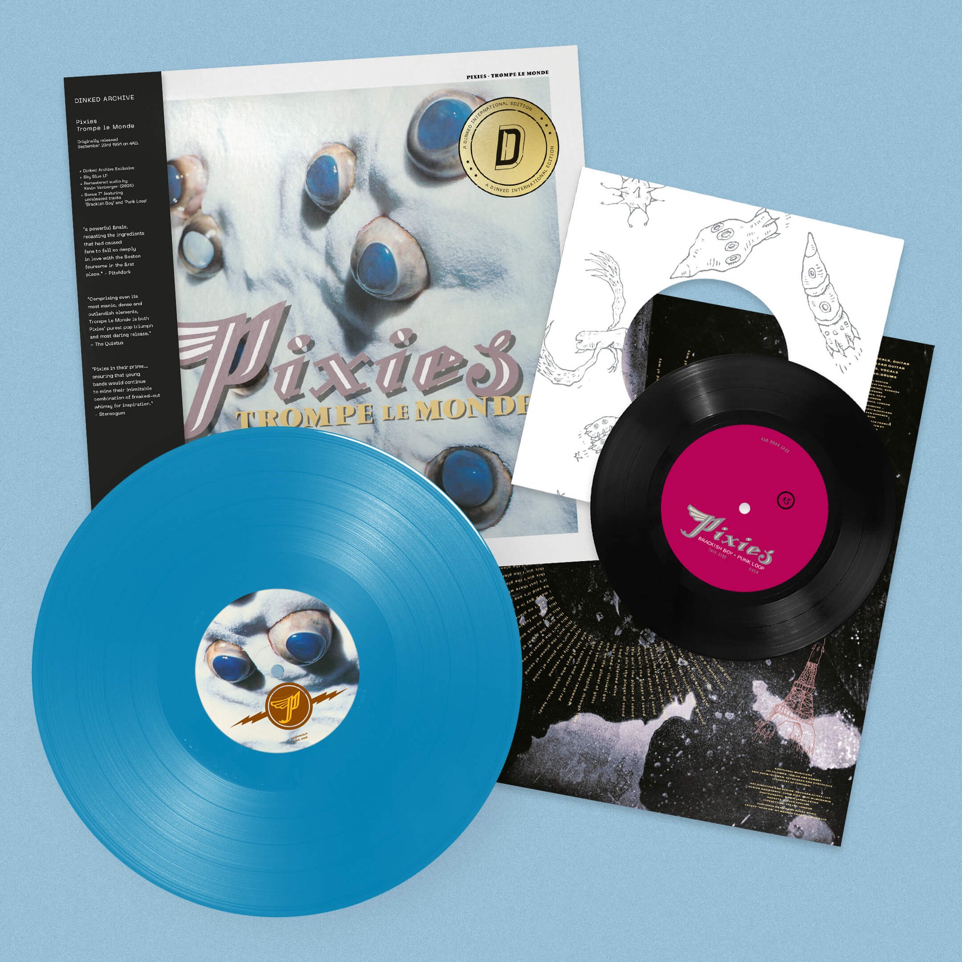 Pixies 'Trompe Le Monde' Dinked International No. 2 Sky Blue LP with bonus 7"