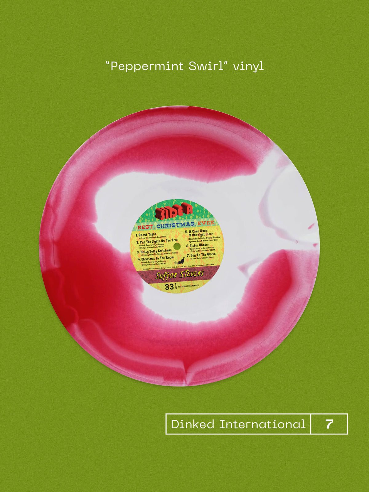Sufjan Stevens 'Worst Christmas Ever!' Dinked Edition Peppermint Swirl LP