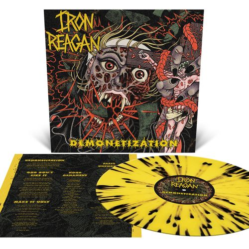 product mockup for Iron Reagan - Demonetization [Orchard Indie Exclusive Canary Yellow w/ Splatter LP]