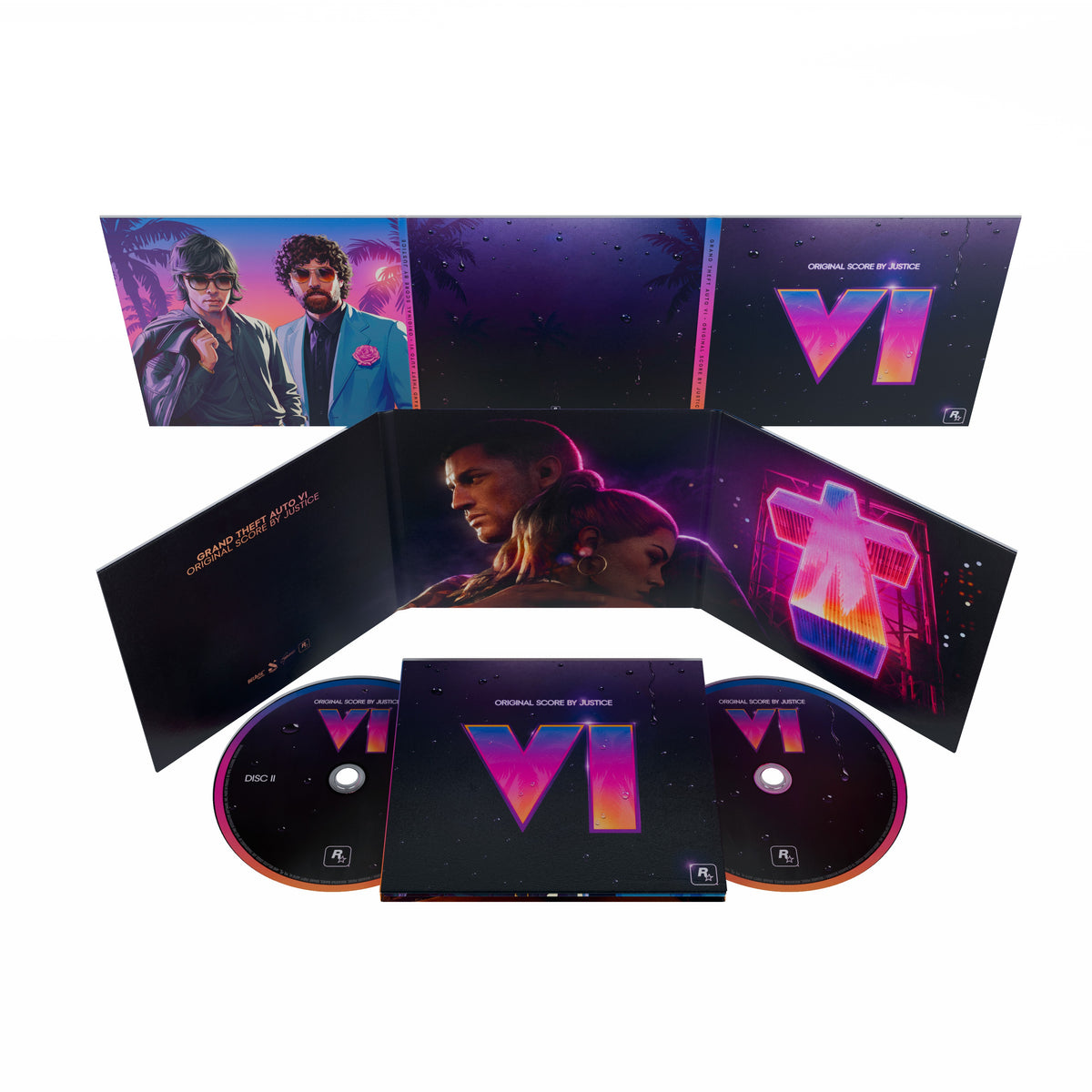 product mockup for Justice - Grand Theft Auto VI: Original Score by Justice [2CD]