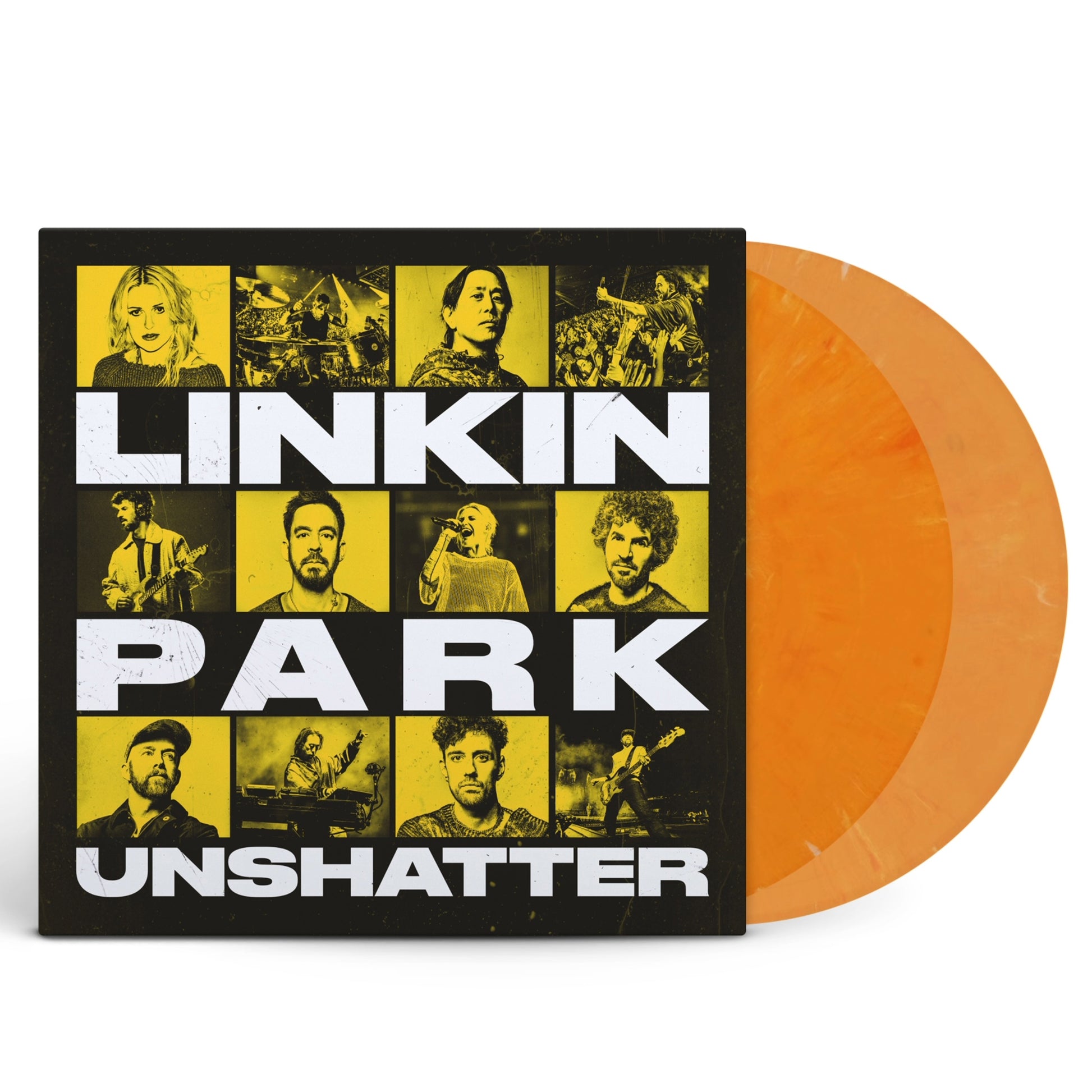 product mockup for Linkin Park - Unshatter Film Soundtrack (Live in São Paulo) [Citrus Eco Mix 2LP]