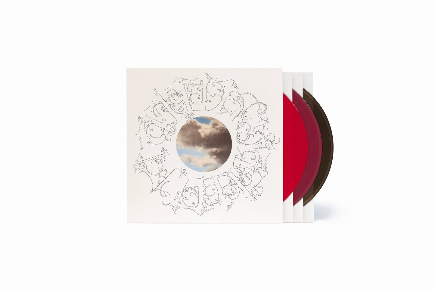 product mockup for Mac Miller - The Divine Feminine (10th Anniv.) [Apple + Fruit Punch + Black Ice Ruby 3LP]