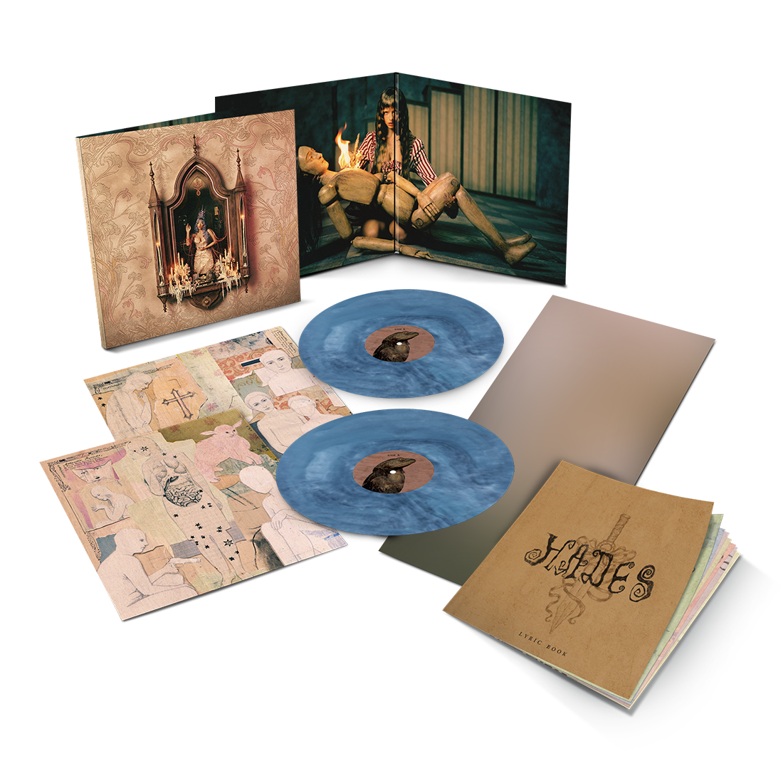 product mockup for Melanie Martinez - Hades [Indie Exclusive Aura Blue 2LP + Poster]