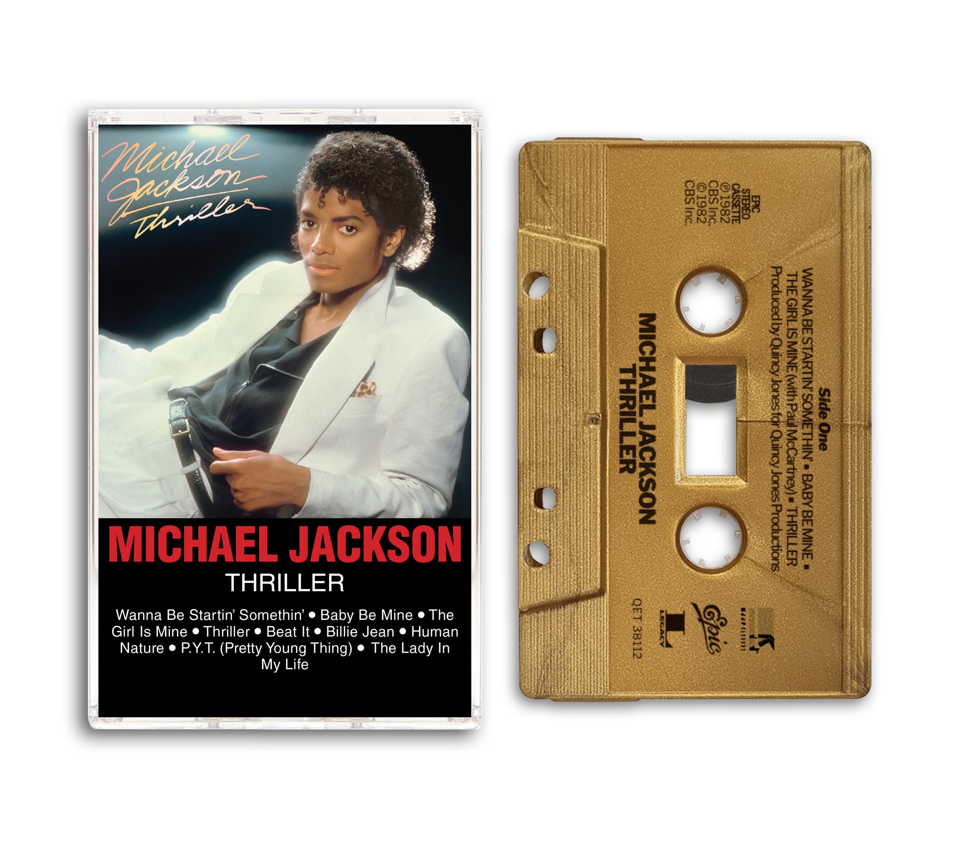 product mockup for Michael Jackson - Thriller [Gold Metallic Cassette]
