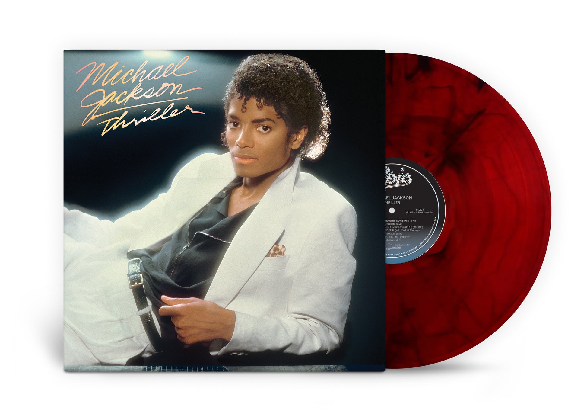 product mockup for Michael Jackson - Thriller [Red & Black Marble LP]