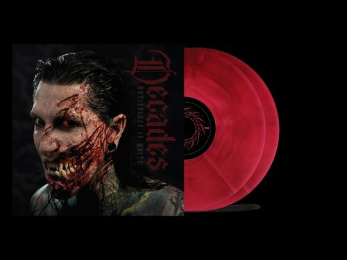 product mockup for Motionless In White - Decades [Black, Ruby and Tan Galaxy LP]