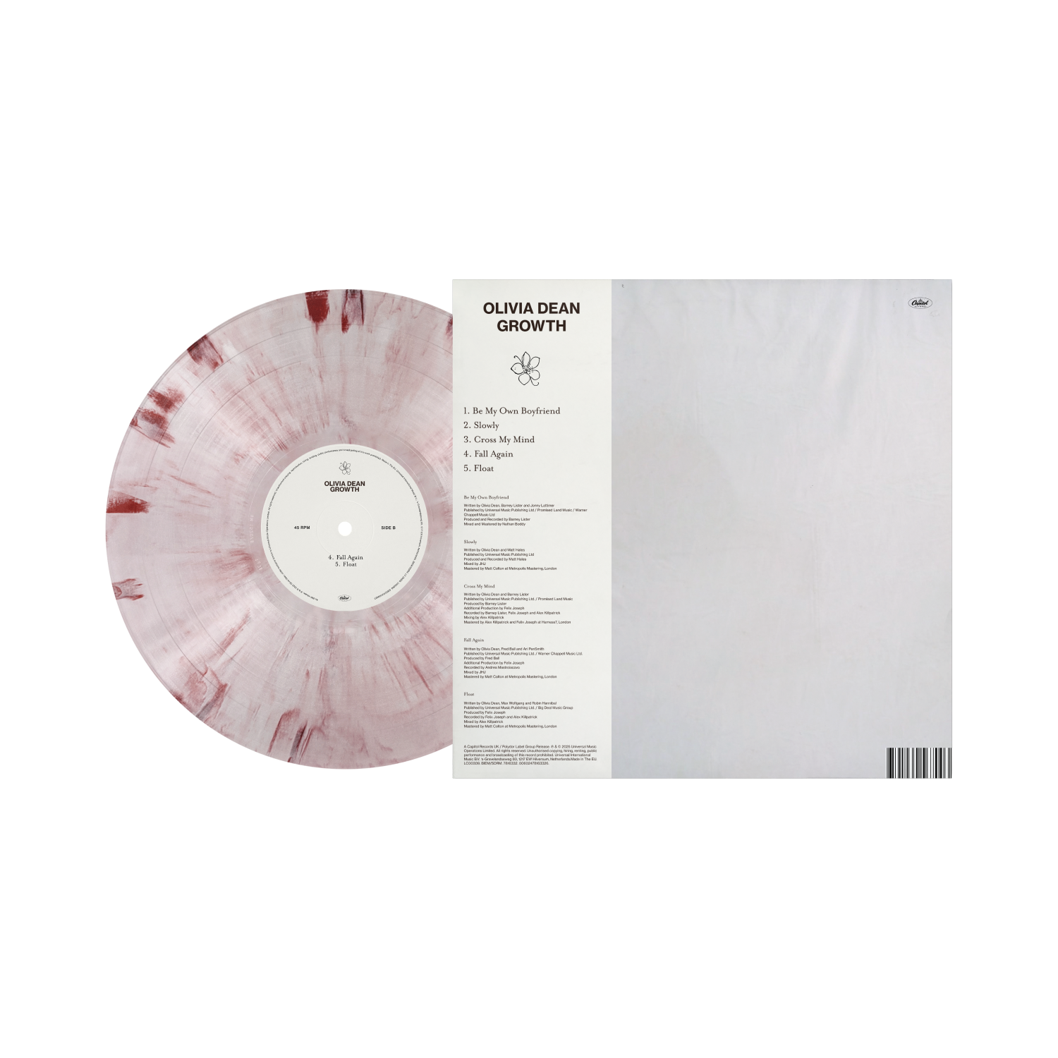 product mockup for Olivia Dean - Growth [Pink Marble 10" EP]