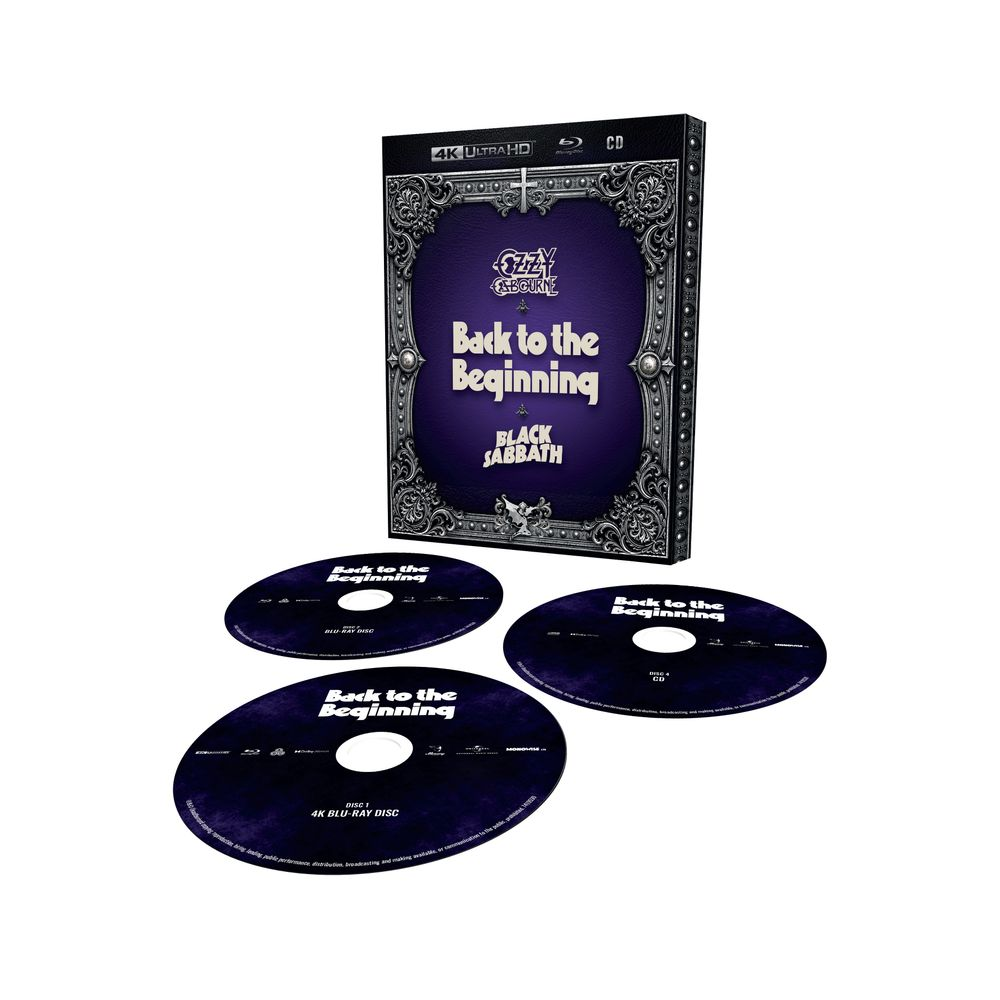 product mockup for Ozzy Osbourne & Black Sabbath - Back to the Beginning [CD/Blu-ray/4K UHD]