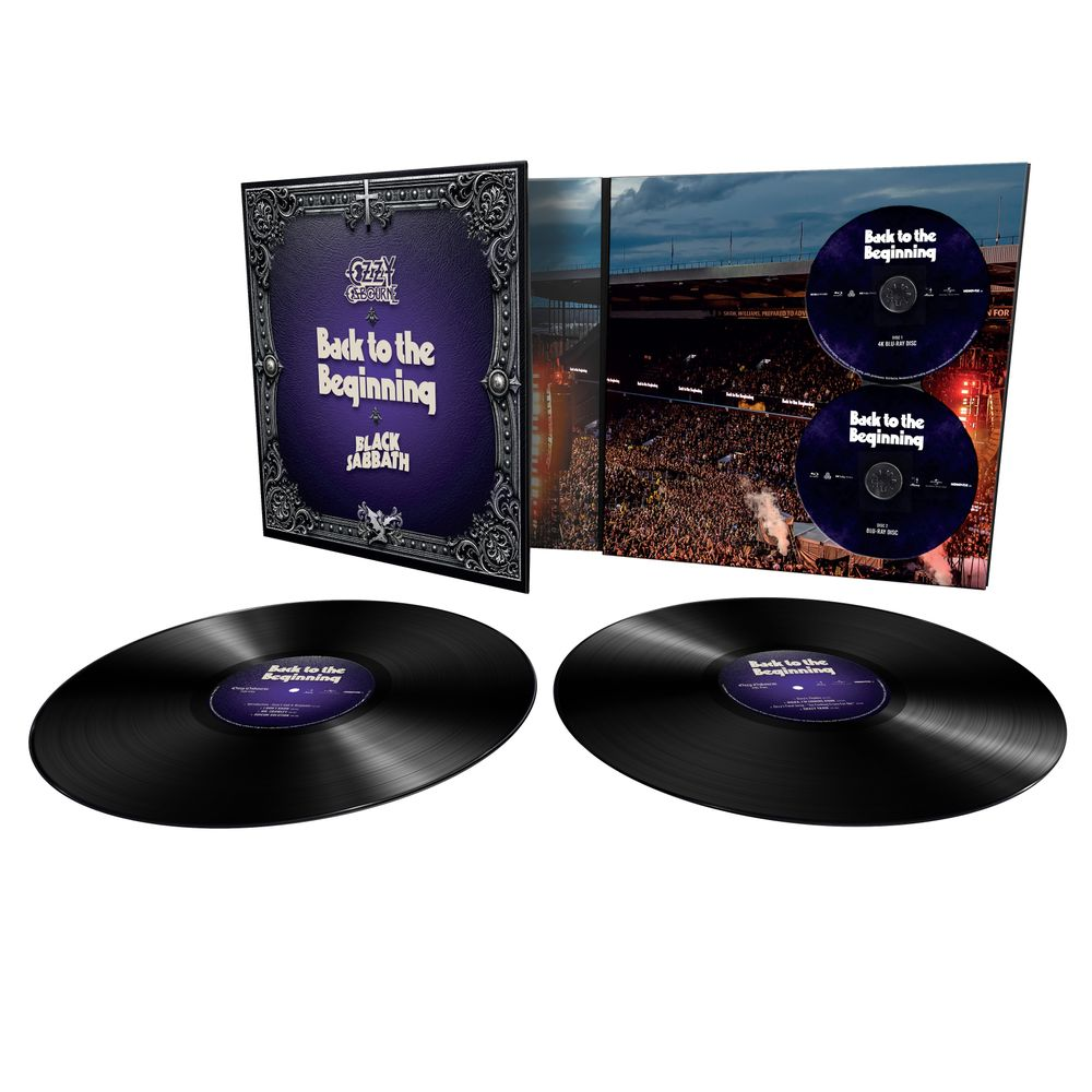 product mockup for Ozzy Osbourne & Black Sabbath - Back to the Beginning [Half-Speed 2LP/Blu-ray/4K UHD]
