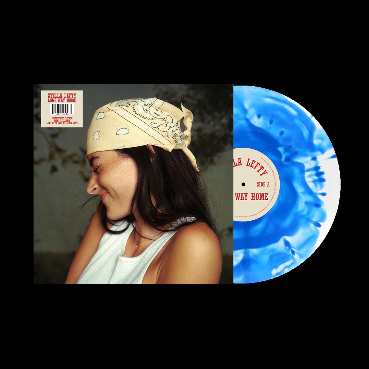 product mockup for Stella Lefty - Long Way Home [Clear w/ Blue Splatter LP]