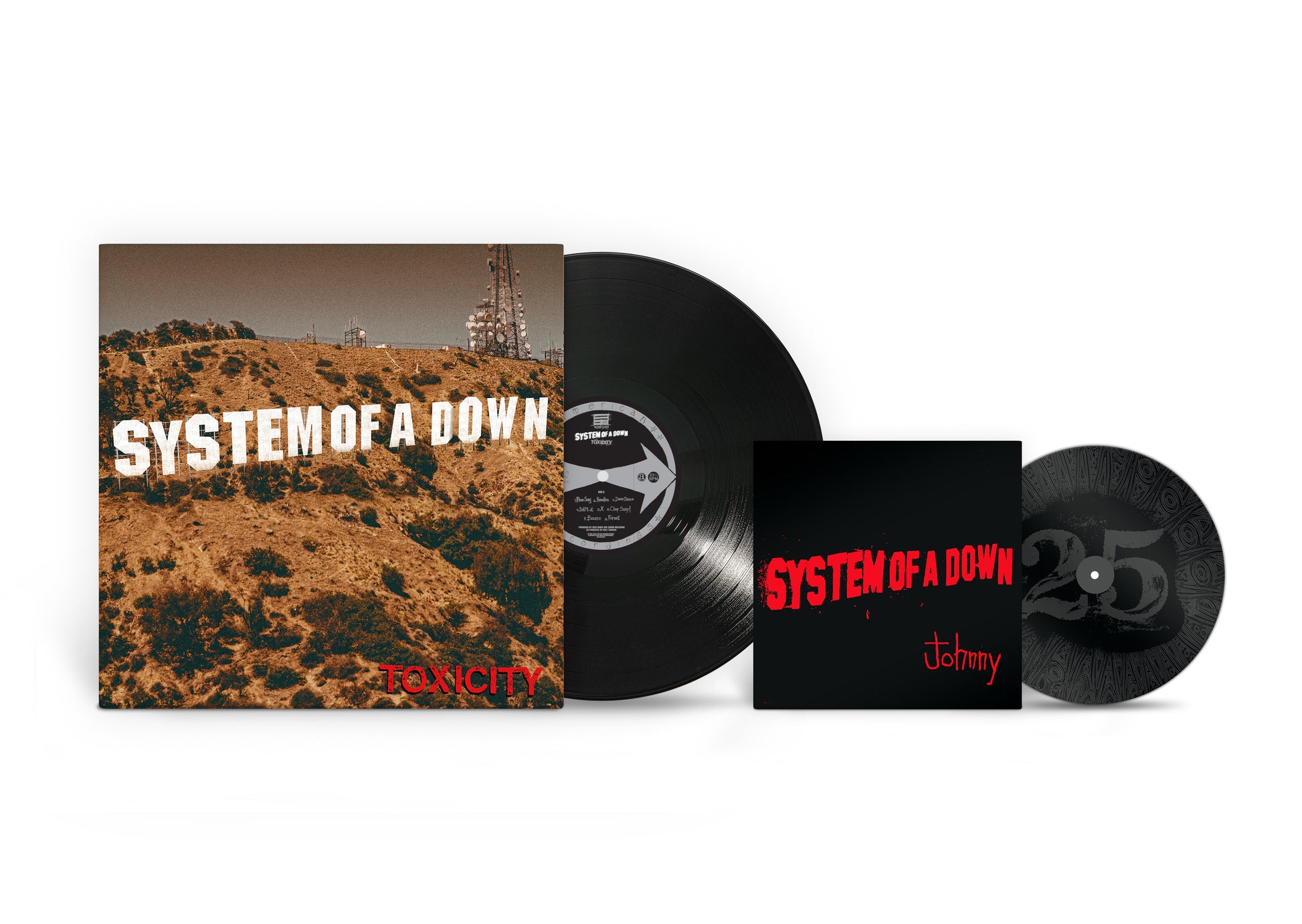 product mockup for System of A Down - Toxicity (25th Anniv.) [LP w/ Bonus 7" Single]