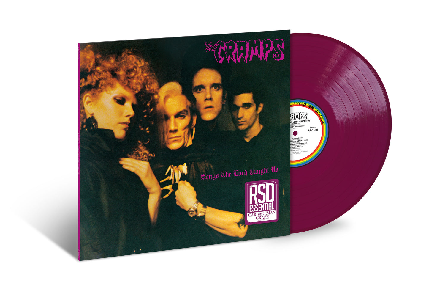 product mockup for The Cramps - Songs The Lord Taught Me [RSD Essential 103 Garbageman Grape LP]