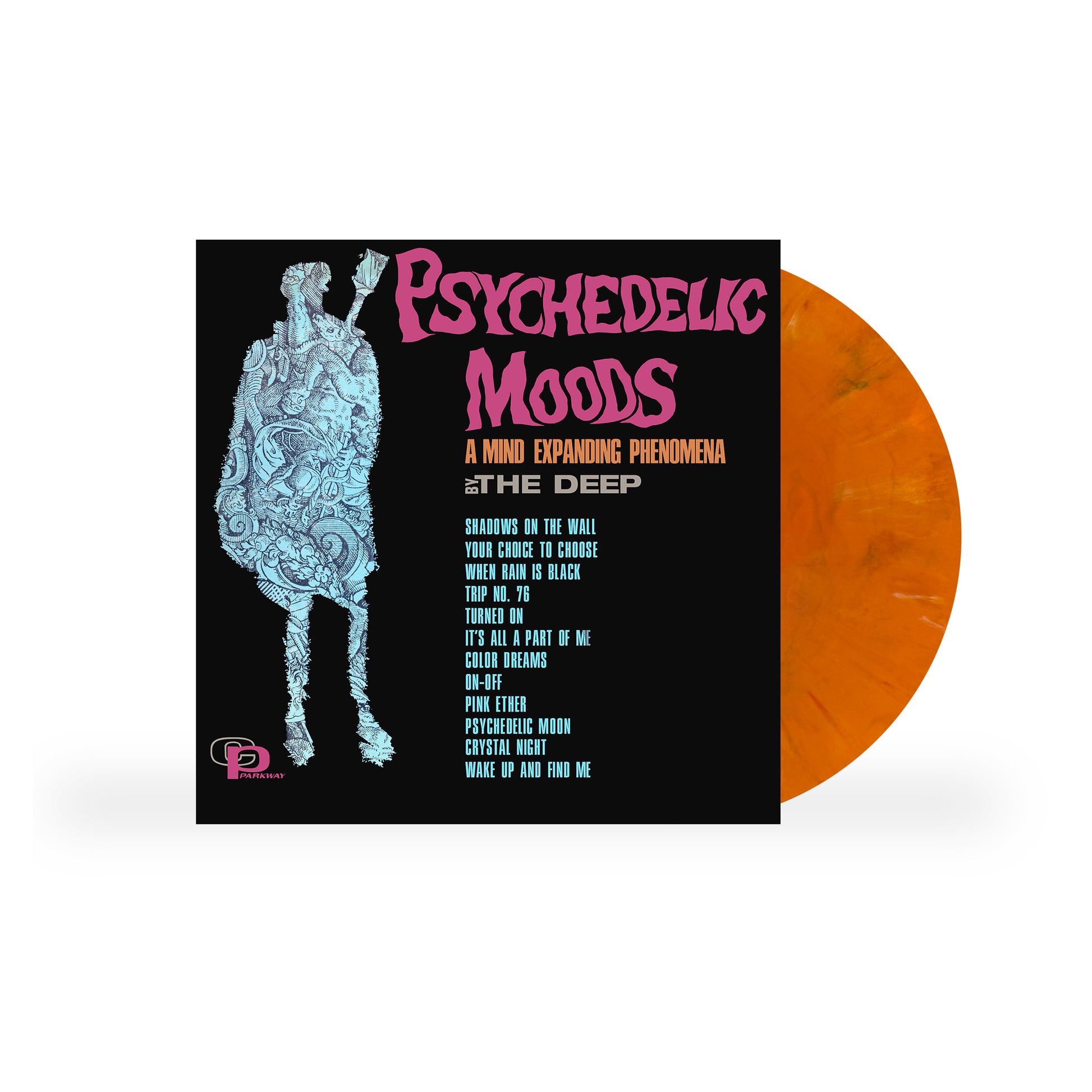 product mockup for The Deep - Psychedelic Moods (60th Anniv.) [Indie Exclusive Eco-Mix Orange LP]