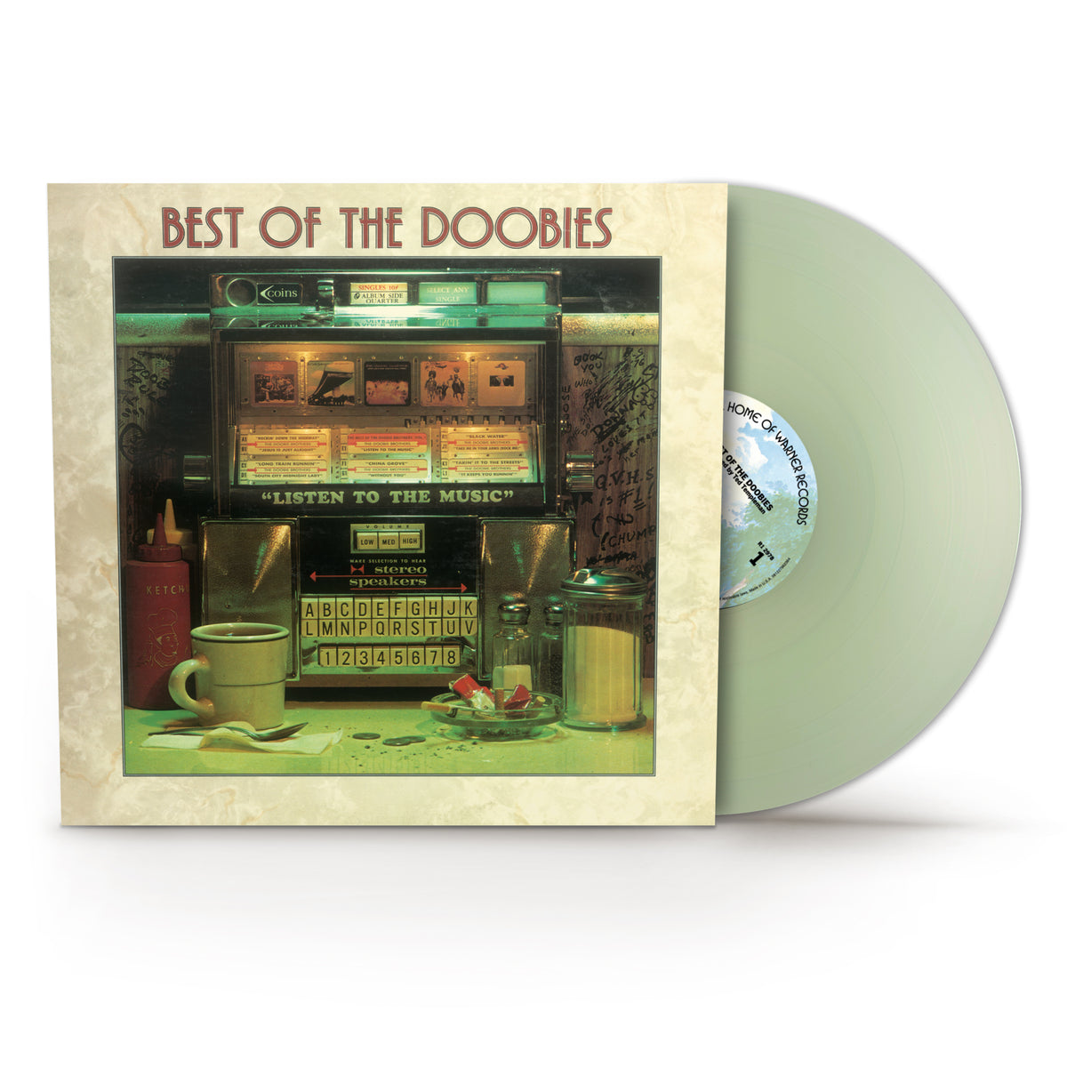 product mockup for The Doobie Brothers - Best of The Doobies [Rocktober 2026] [Coke Bottle Green LP]