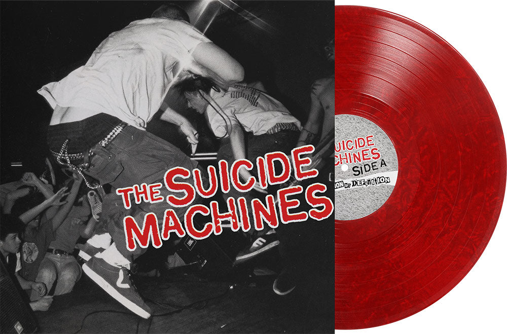 product mockup for The Suicide Machines - Destruction By Definition [RSD Essential Cherry Bomb Metallic Red LP]
