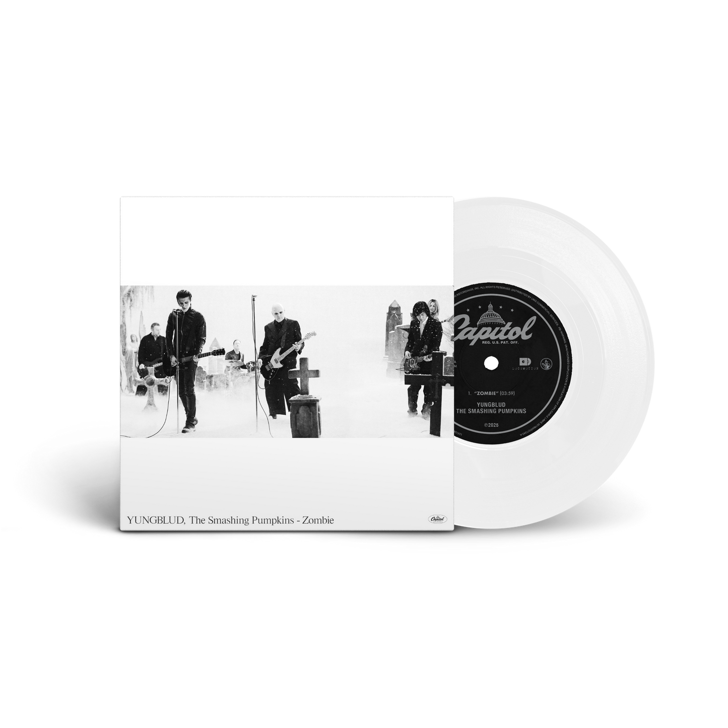Product mockup for YUNGBLUD / The Smashing Pumpkins Zombie [White 7" Single]
