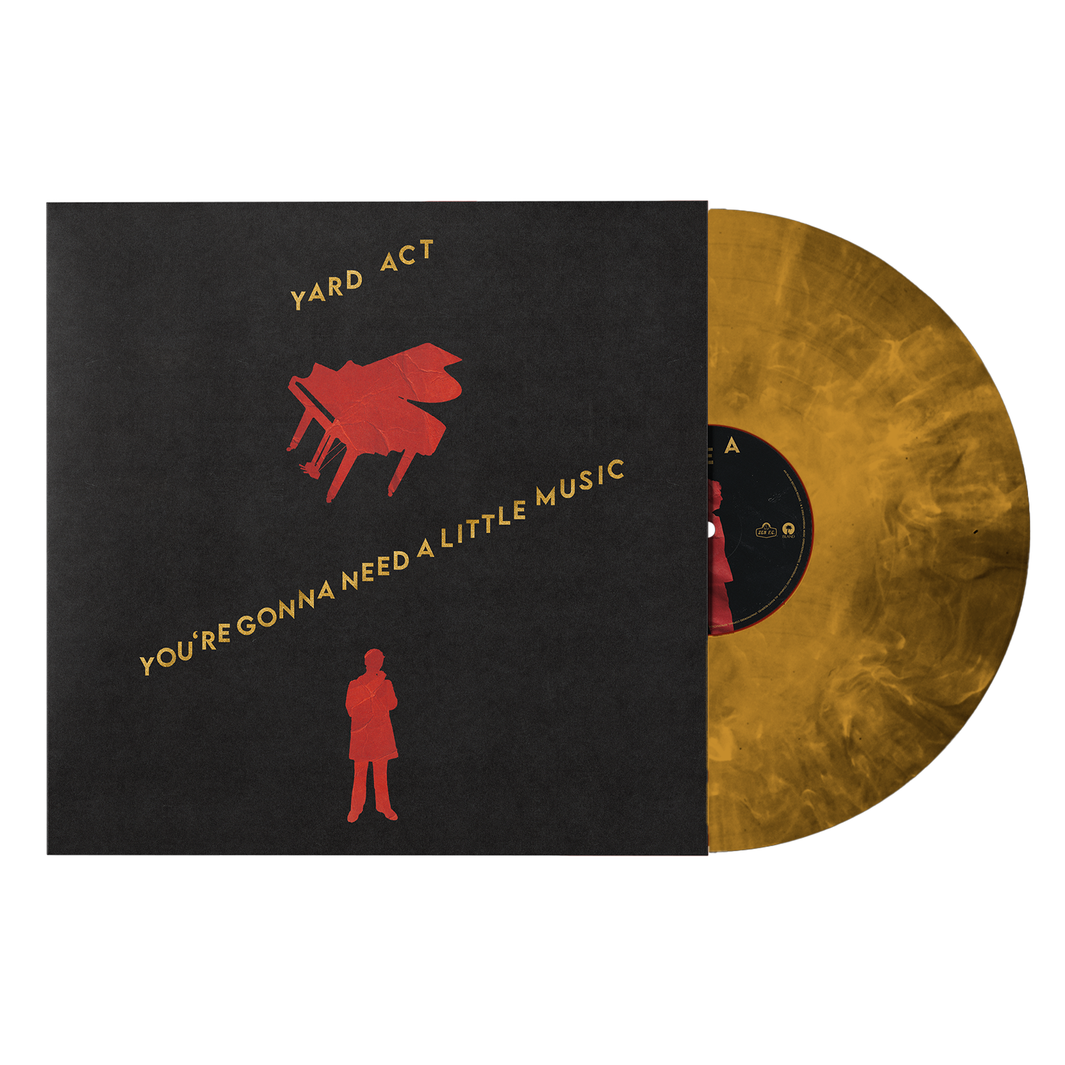 product mockup for Yard Act - You're Gonna Need A Little Music [Indie Exclusive Gold Smoke LP]