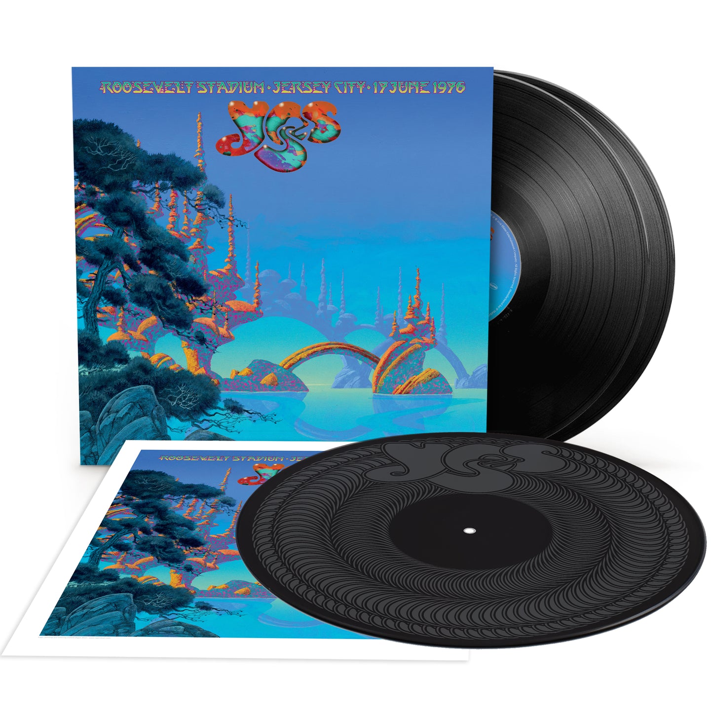product mockup for Yes - Roosevelt Stadium, Jersey City, 17 June 1976 [Brick & Mortar Exclusive 3LP]