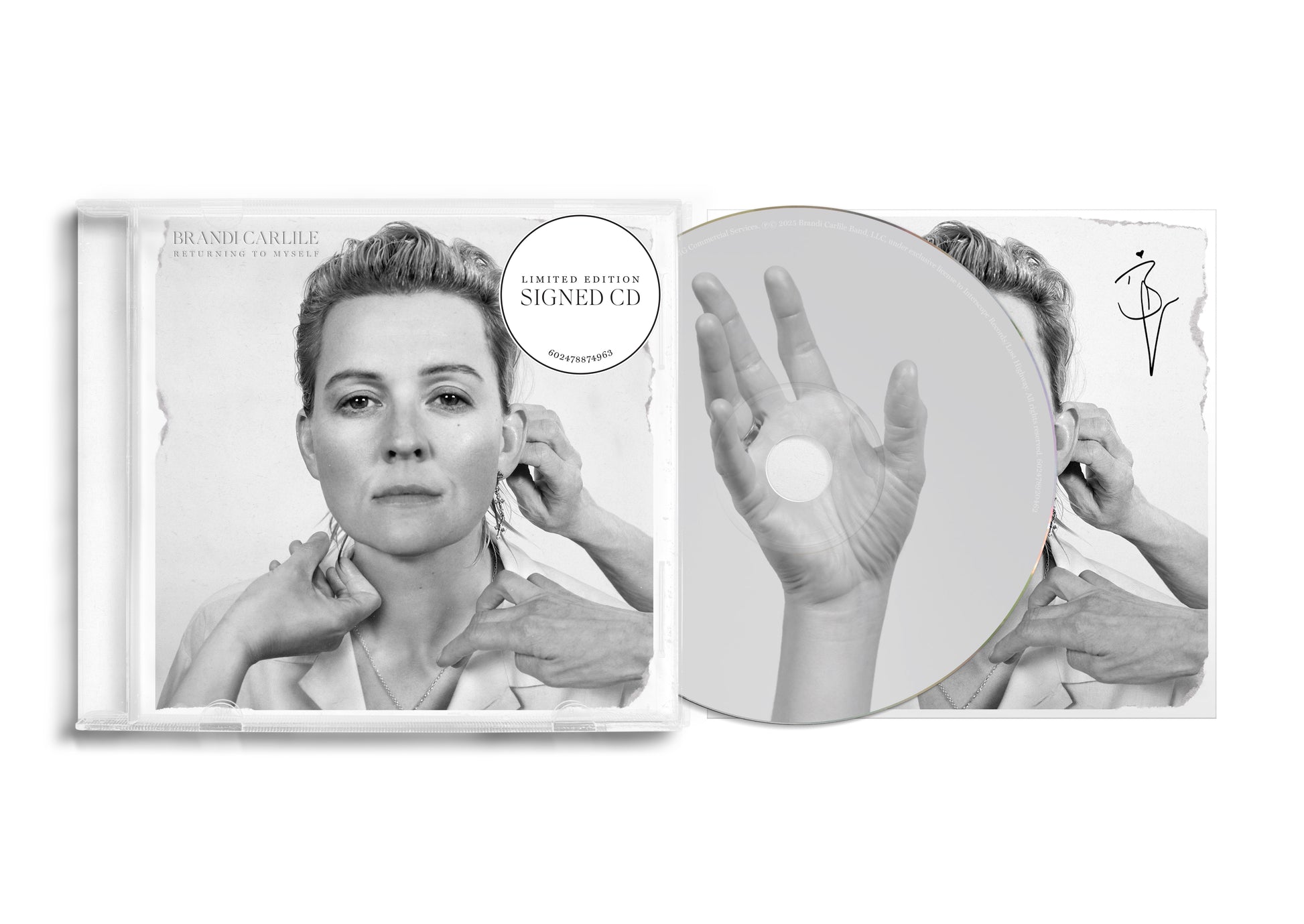 Product mockup of a signed CD of Brandi Carlile - Returning To Myself
